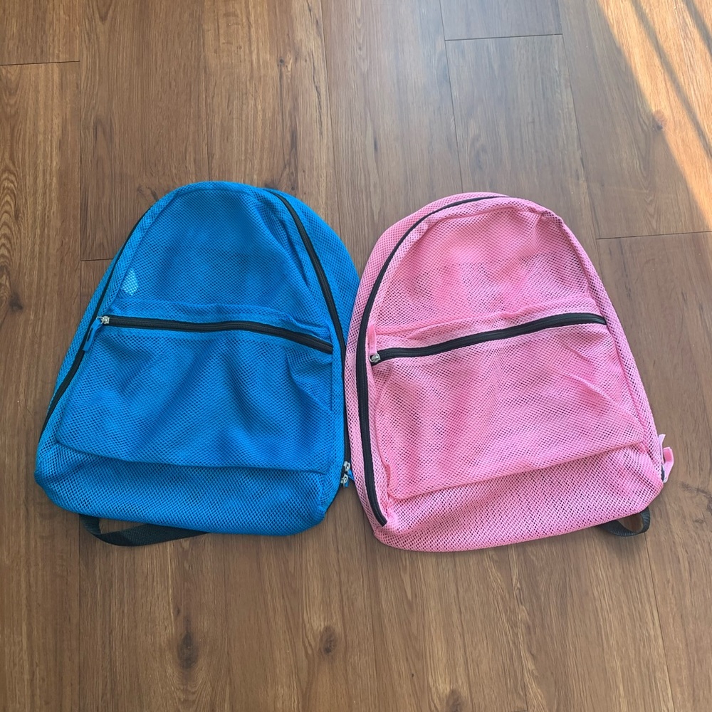BLUE AND PINK BACKPACKS